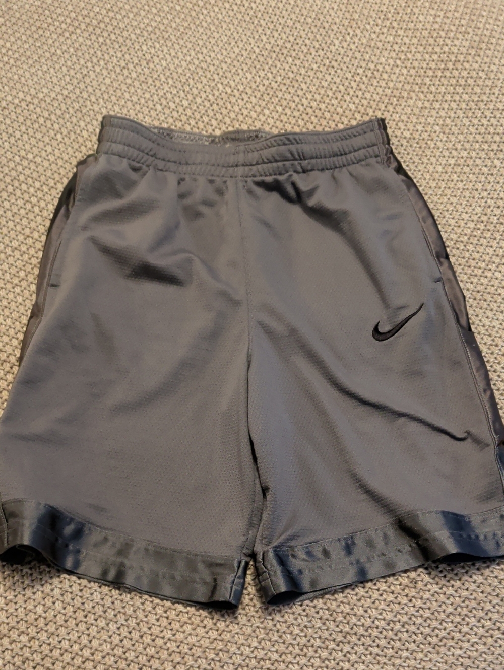 Nike Boys Dark Gray Mesh Sports Shorts with Black Swoosh